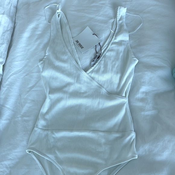 Zara Tops - Brand New Zara White Ribbed Bodysuit Size Smaller